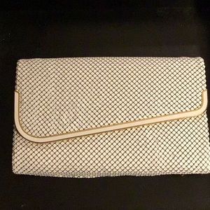 Asymmetrical Warm White Mesh Clutch